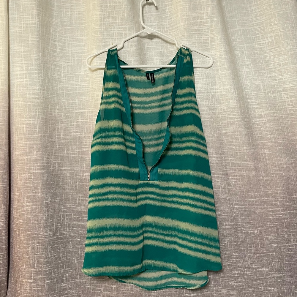 Sheer zip top gauzy top